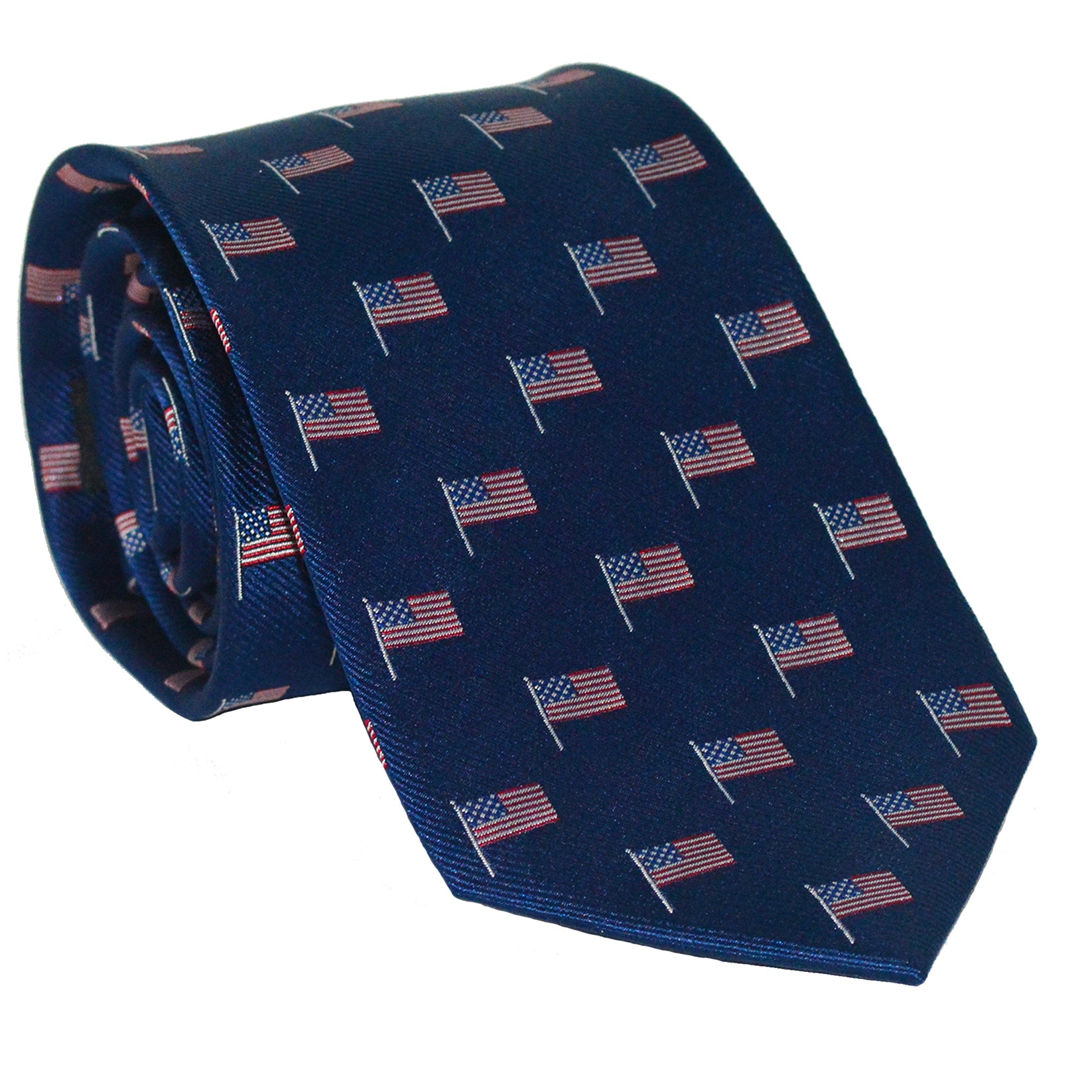 American Flag Necktie - Red White and Blue on Navy, Woven Silk – SummerTies