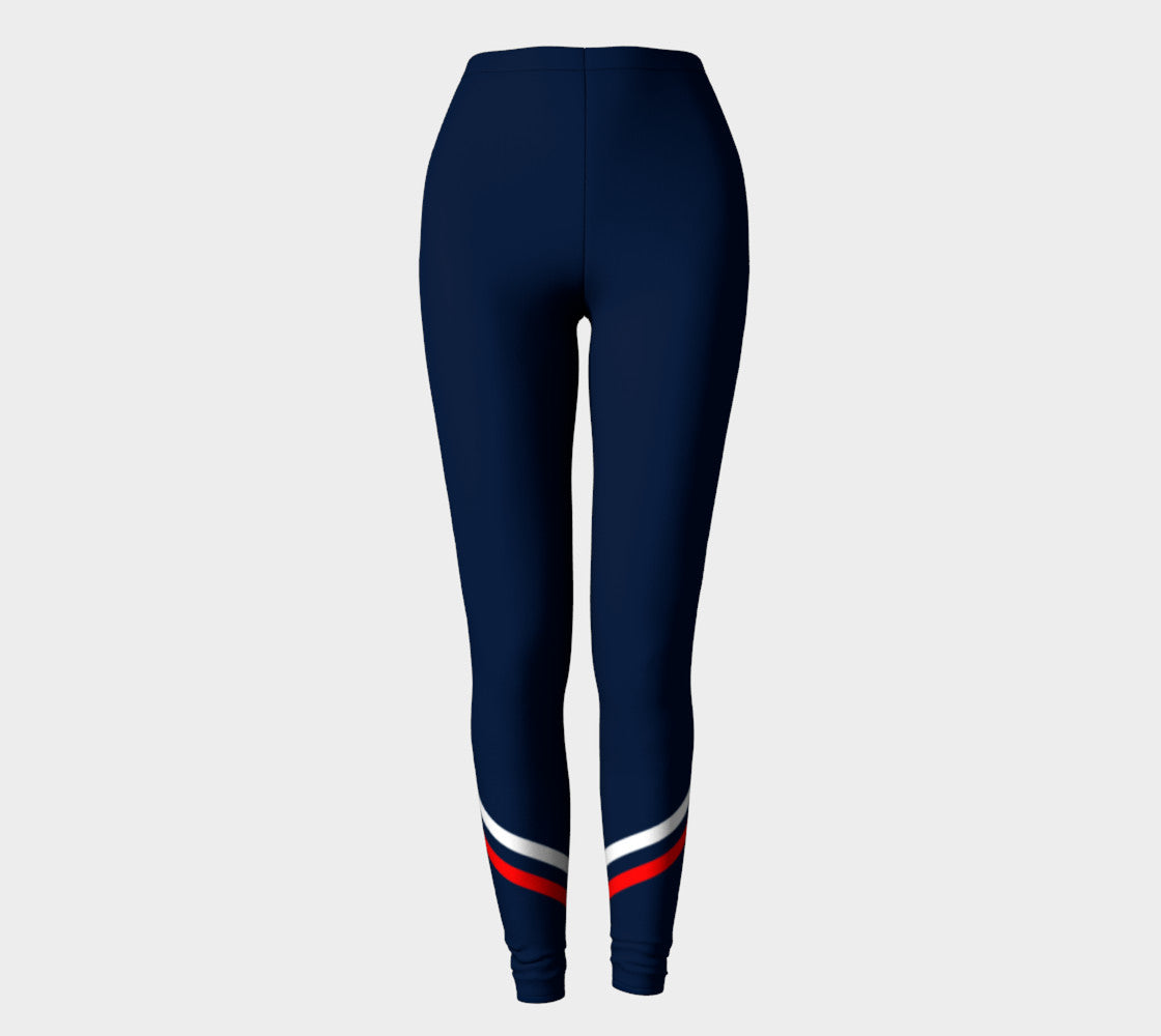 Navy blue and white striped leggings best sale